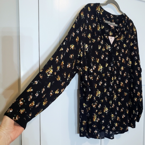 Philosophy Woman Viscose Floral Print Blouse Black Yellow White Size 3X - Picture 6 of 16